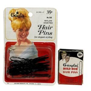 Vintage 1956 Gayla Hold Bob Hair Pins Box Lot Gaylord Products Retro‎ Collect